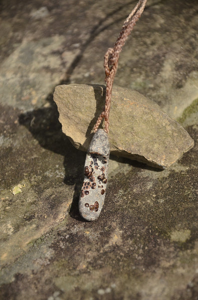 Taiwan Penghu aragonite necklack, Macrame Necklace