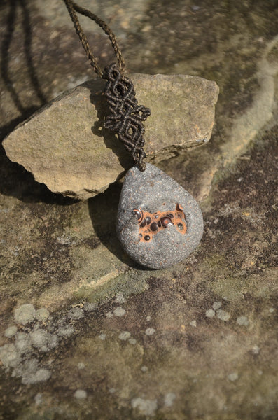 Taiwan Penghu aragonite necklack, Macrame Necklace