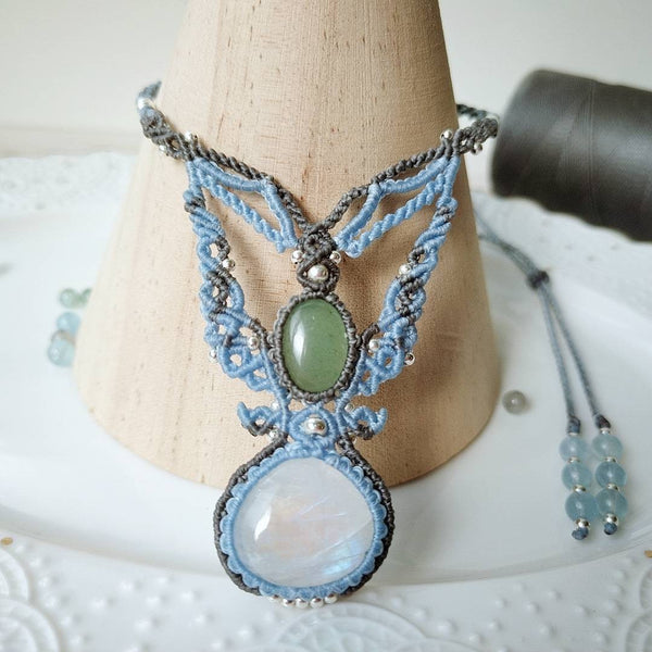 Moonstone & Aventurinel  Macrame Jewelry 11C-11