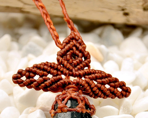 Tourmaline Stone Macrame Necklace