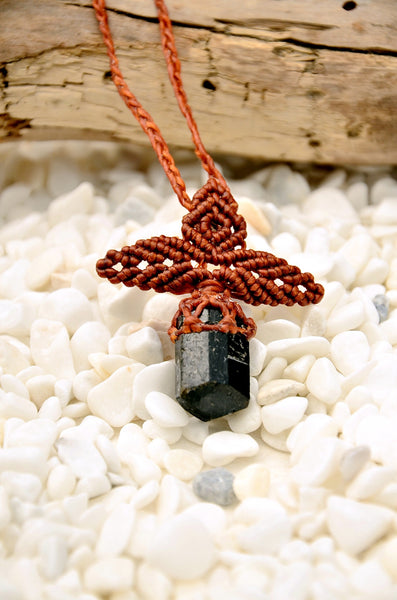 Tourmaline Stone Macrame Necklace