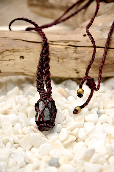 Tourmaline Stone Macrame Necklace