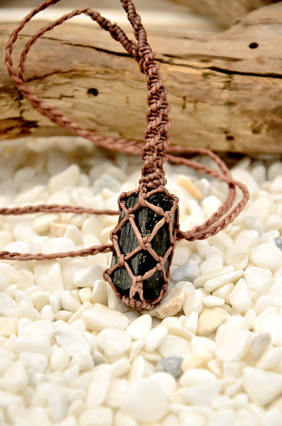 Tourmaline Stone Macrame Necklace