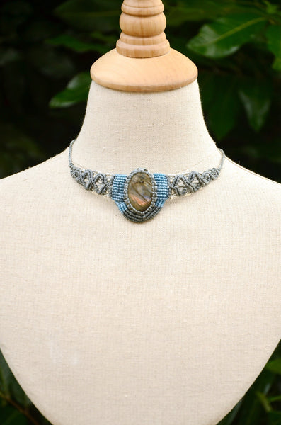 Labradorite Macrame Jewelry，   織途  ， Om Ethnic Handicraft , macrame