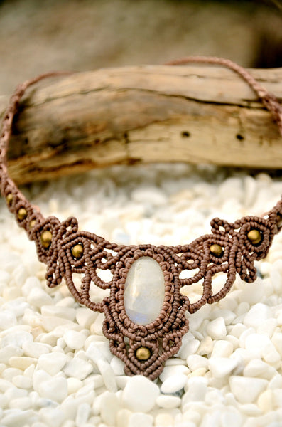 Moonstone Macrame Jewellery，   織途  ， Om Ethnic Handicraft , macrame