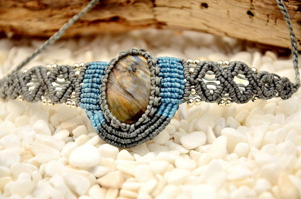 Labradorite Macrame Jewelry，   織途  ， Om Ethnic Handicraft , macrame