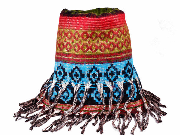 Ethnic Yak Winter Shawl, Boho Scarf，   織途  ， Om Ethnic Handicraft , macrame