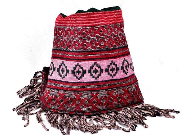 Ethnic Yak Wool Shawl, Boho Scarf，   織途  ， Om Ethnic Handicraft , macrame