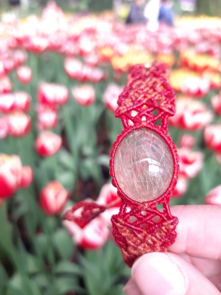 Golden Rutile Quartz  Macrame Jewelry