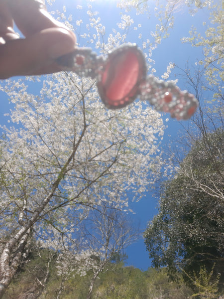 Rhodochrosite  bracelet, Macrame jewelry