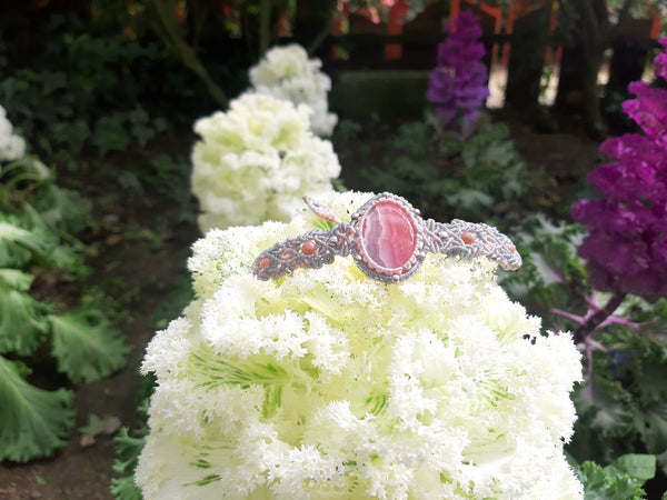 Rhodochrosite  bracelet, Macrame jewelry