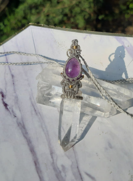 Himalaya Quartz & Amethyst Macrame Jewelry