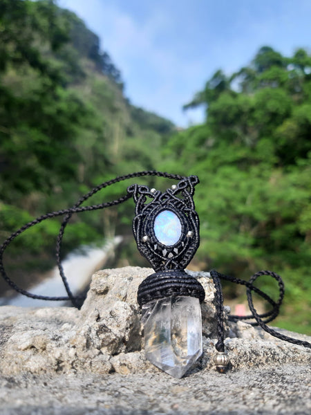 Clear Quartz & Moonstone  Macrame Jewelry