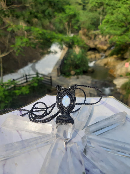 Clear Quartz & Moonstone  Macrame Jewelry