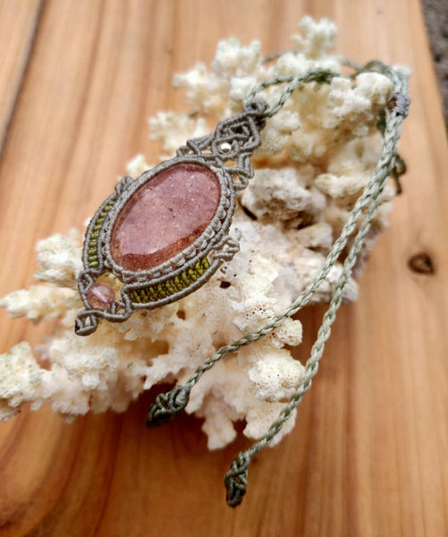 Strawberry Quartz Macrame Jewelry