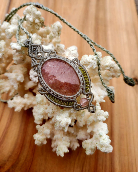 Strawberry Quartz Macrame Jewelry