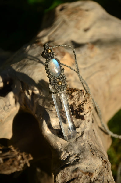 Clear Quartz & Moon Stone Macrame Jewelry