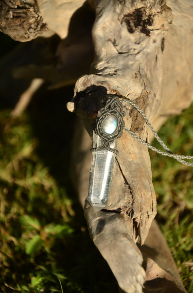 Clear Quartz & Moon Stone Macrame Jewelry