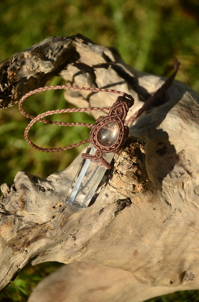 Clear Quartz & Golden Rutilated Quartz Macrame Jewelry