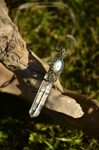 Clear Quartz & Moon Stone Macrame Jewelry