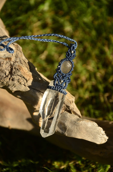 Clear Quartz & Rose Quartz Macrame Jewelry