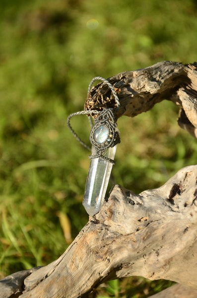 Clear Quartz & Moon Stone Macrame Jewelry