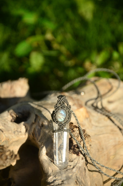 Clear Quartz & Moon Stone Macrame Jewelry