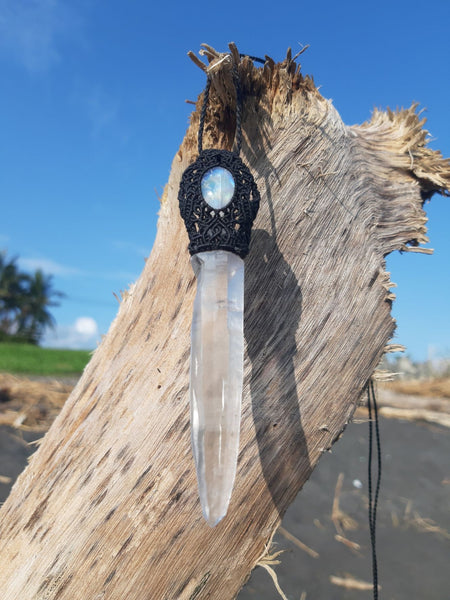 Clear Quartz & Moonstone  Macrame Jewelry