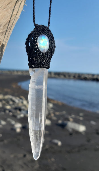 Clear Quartz & Moonstone  Macrame Jewelry