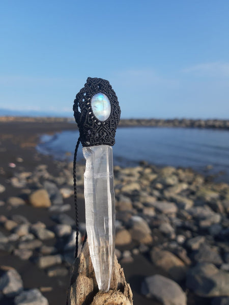 Clear Quartz & Moonstone  Macrame Jewelry