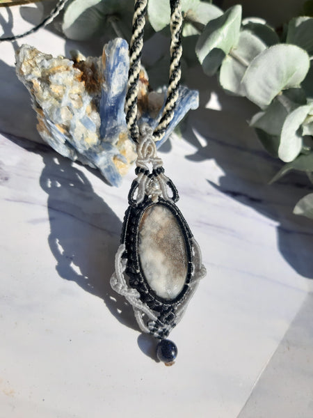 Mexico Obsidian Macrame Necklace