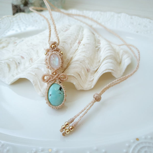 Turquoise & Moonstone Macrame Jewelry 11C 26