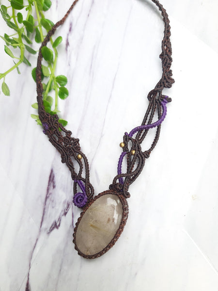 Golden Rutilated Quartz Macrame Jewelry