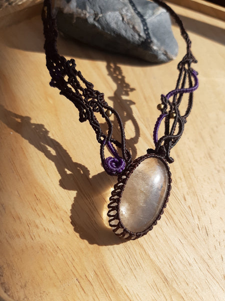 Golden Rutilated Quartz Macrame Jewelry