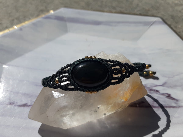 Black Obsidian Stone bracelet  11L-48