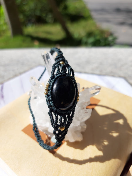 Black Obsidian Stone bracelet  11L-48