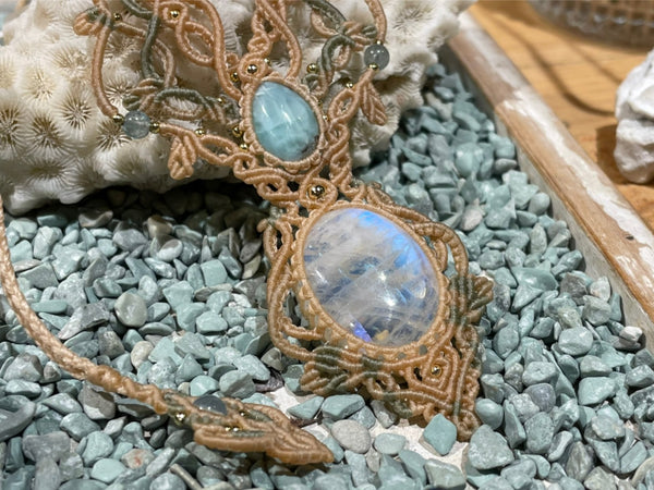 Moonstone & Larimar Macrame Jewelry 11C 28