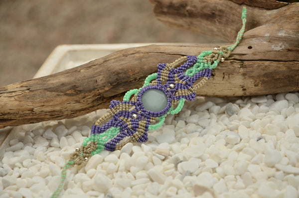 Macrame Aventurine Natural Stone Bracelet，   織途  ， Om Ethnic Handicraft , macrame