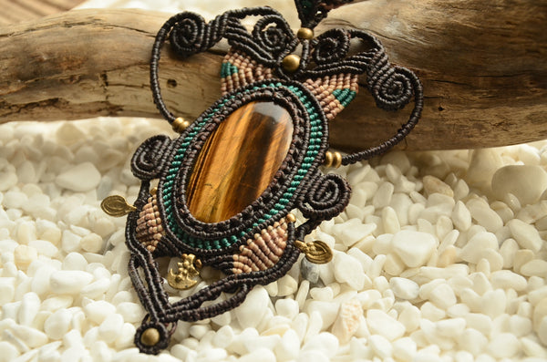 Tiger Eye Egypt Style Macrame Jewelry，   織途  ， Om Ethnic Handicraft , macrame