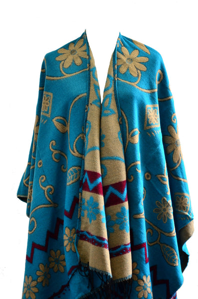 Handmade Tibetan Double Sided Flower Pattern Shawl/ Scarf，   織途  ， Om Ethnic Handicraft , macrame