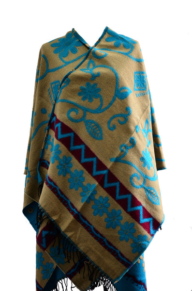 Handmade Tibetan Double Sided Flower Pattern Shawl/ Scarf，   織途  ， Om Ethnic Handicraft , macrame