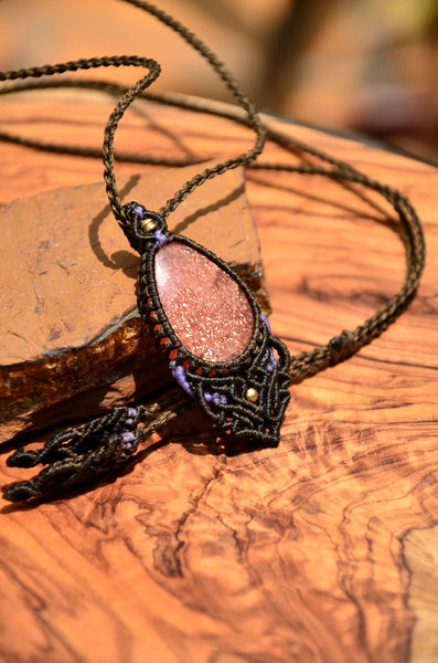 Sunstone Macrame jewelry, Necklace