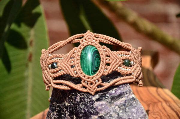 Malachite Macrame Jewelry, bracelet.