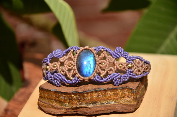 Labradorite Bracelet, Macrame jewelry