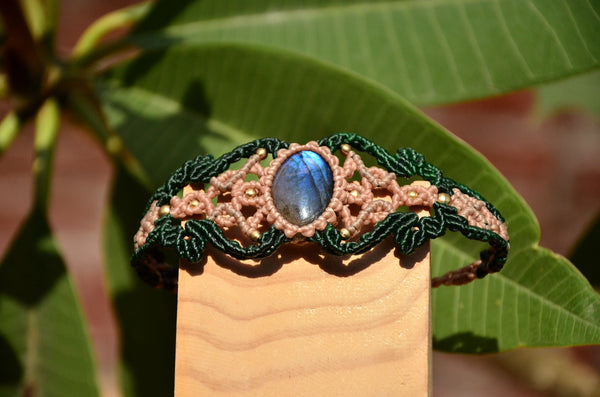 Blue Labradorite Bracelet, Macrame jewelry