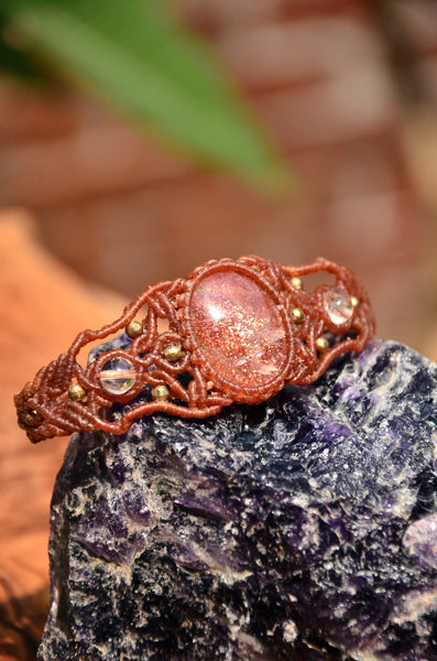 Sunstone Macrame bracelet , stone jewellery