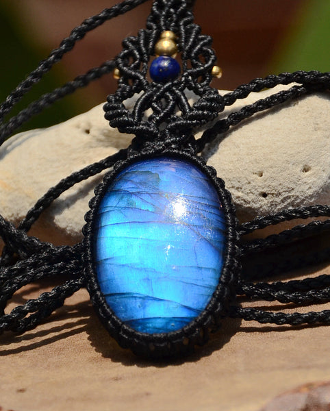 Labradorite Macrame Jewelry, necklace