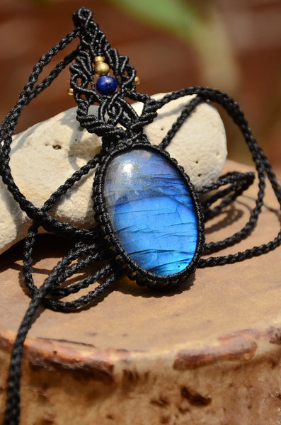 Labradorite Macrame Jewelry, necklace