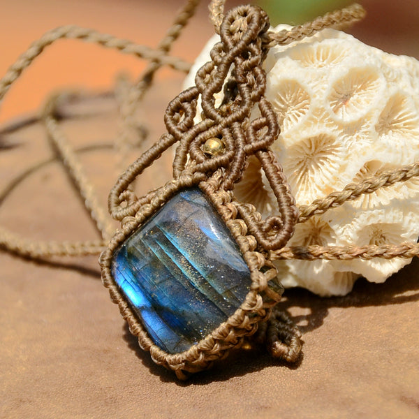 Labradorite Macrame Jewelry, necklace