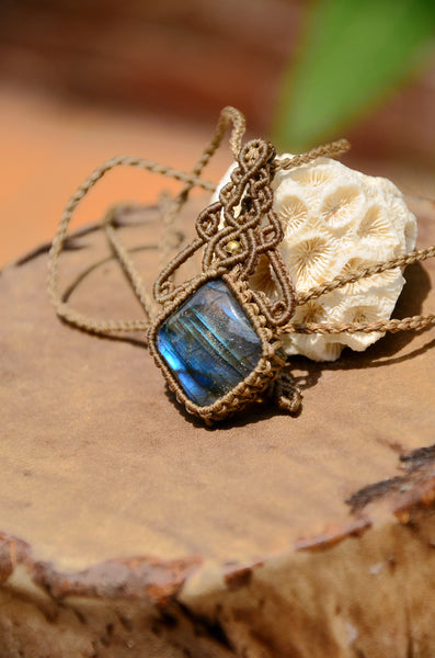 Labradorite Macrame Jewelry, necklace